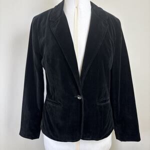 Vintage Black Velvet Blazer Goth Dark Academia Holiday Party Cos Play S
